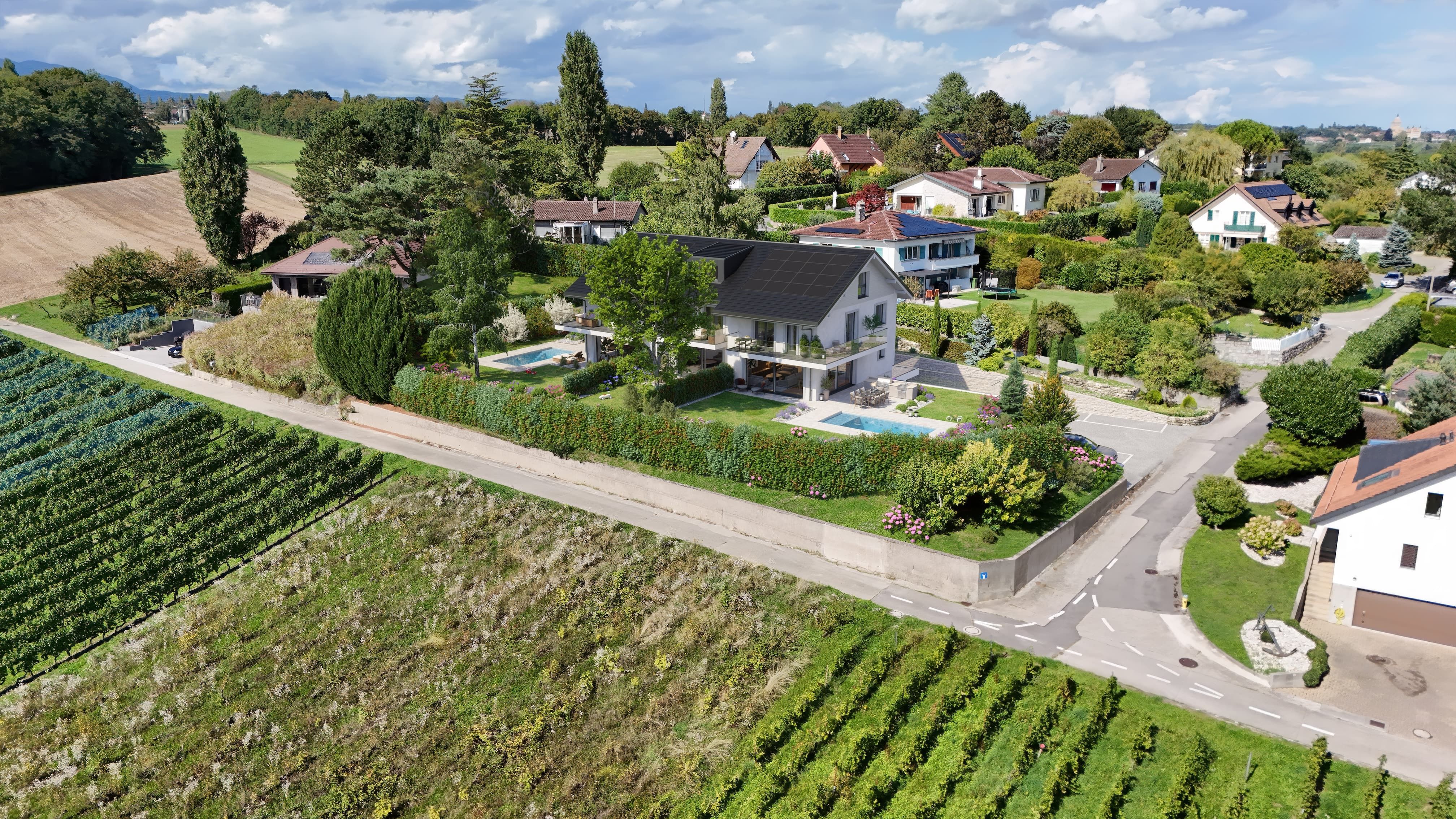 Villas Aurea Lully - vue aérienne de la situation à Lully